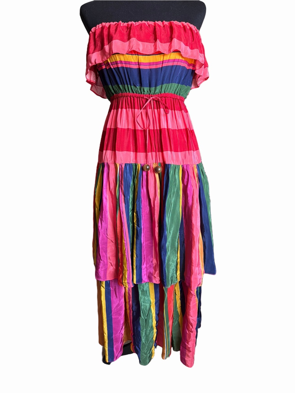 Farm Rio Mixed Stripes Tiered Maxi